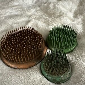 Vintage antique flower frogs set off 3